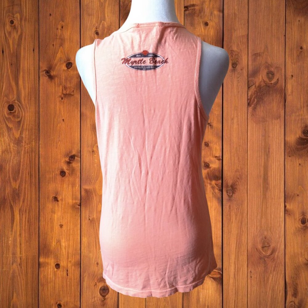 HARLEY DAVIDSON WOMEN'S MEDIUM ORANGE TANK TOP MYRTLE BEACH PULLOVER MOTORCYCLE - Picture 6 of 6
